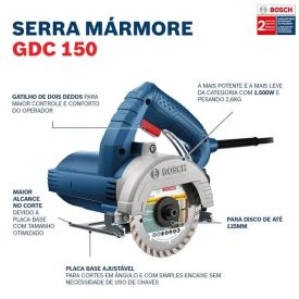 Serra Mármore Bosch 1500W  Titan GDC 150 a Seco