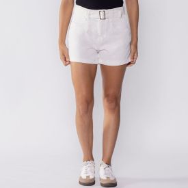 Short Feminino Sarja Com Cinto Sawary Off White
