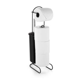 Suporte Para Papel Higiênico Com Escova Sanitária Black Arthi - Aço