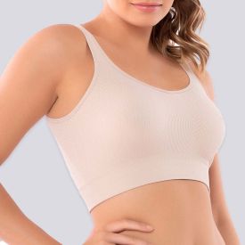 Top Sem Costura Feminino Jacquard Areia