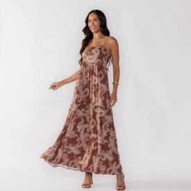 Vestido Feminino Longo Com Babado Patricia Foster Floral