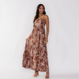 Vestido Feminino Longo Com Babado Patricia Foster Floral