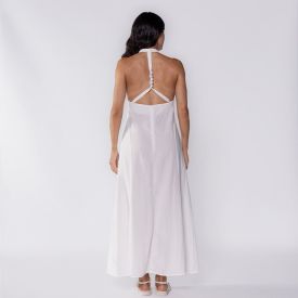 Vestido Longo Com Decote Nas Costas Patricia Foster Branco