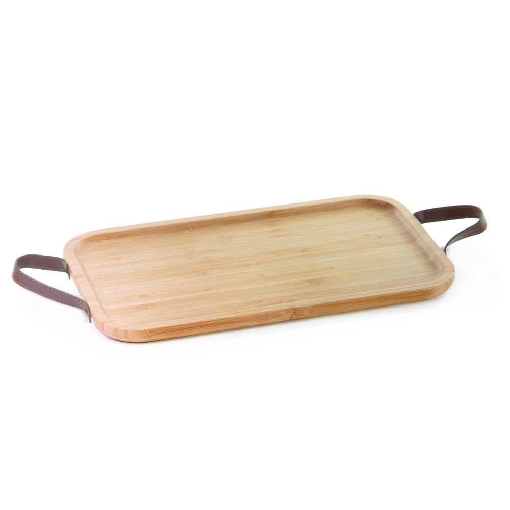 Bandeja Com Alça De Couro Ecokitchen 41Cm - Mimo Style