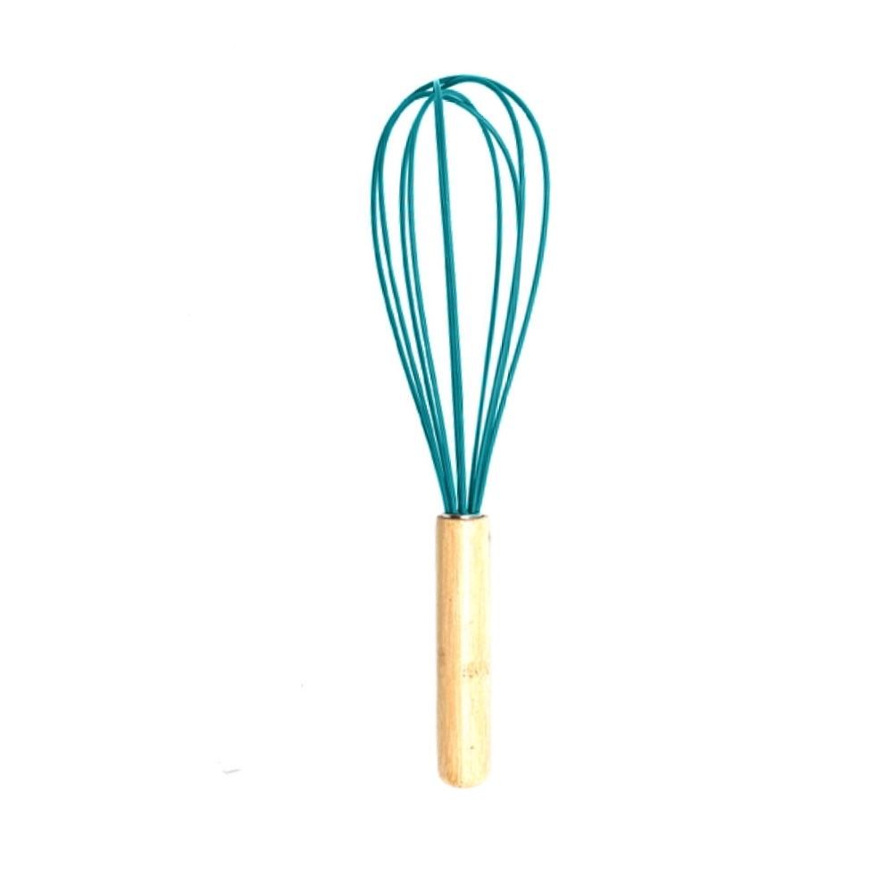 Batedor Fouet De Silicone Com Cabo De Bambu Havan Casa - Verde Escuro