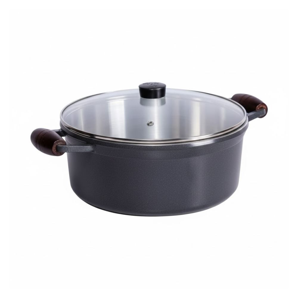 Caçarola Fundida com Tampa Cava 24Cm - Grafite