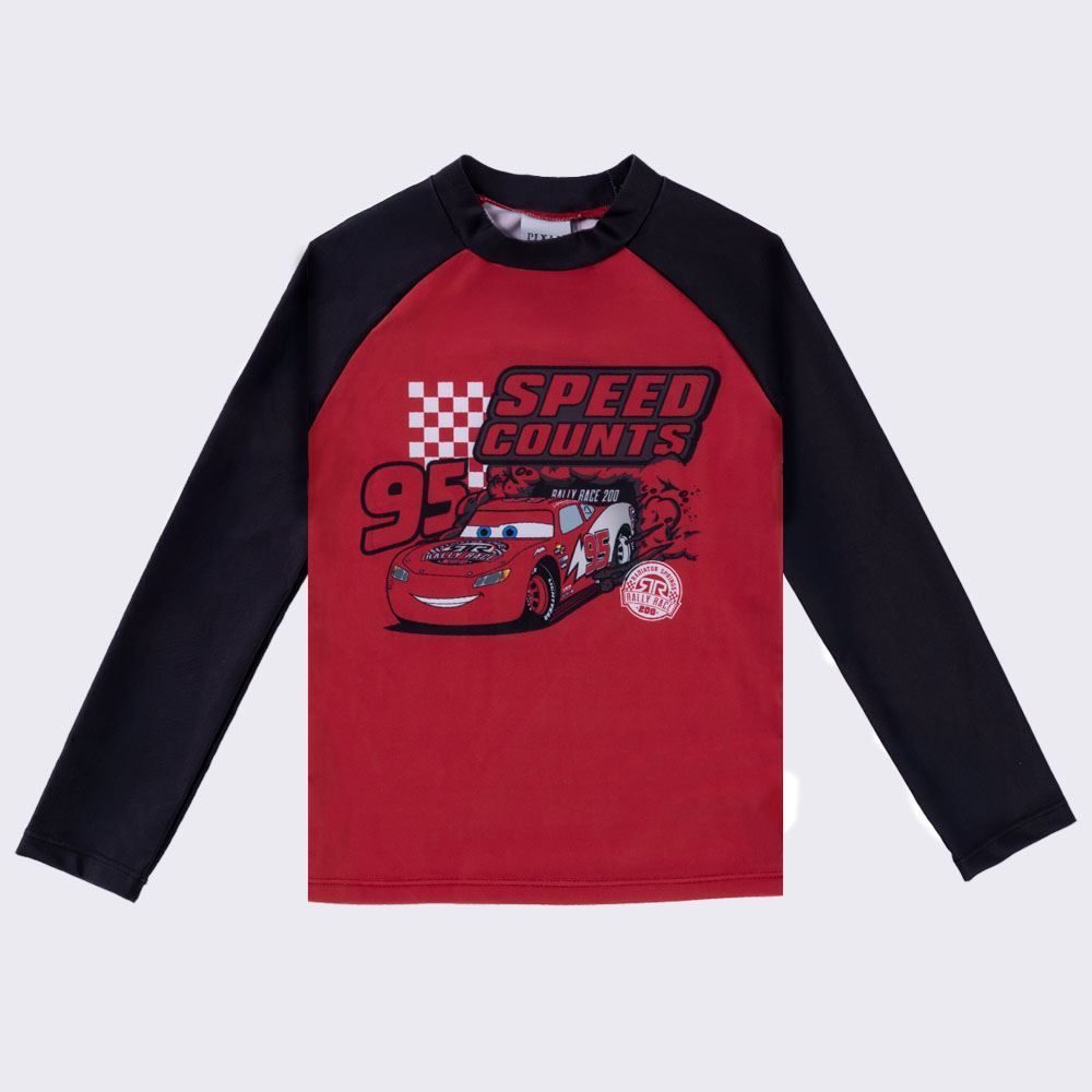 Camiseta Infantil Com Proteção UV Relâmpago McQueen 4 a 10 Anos Disney