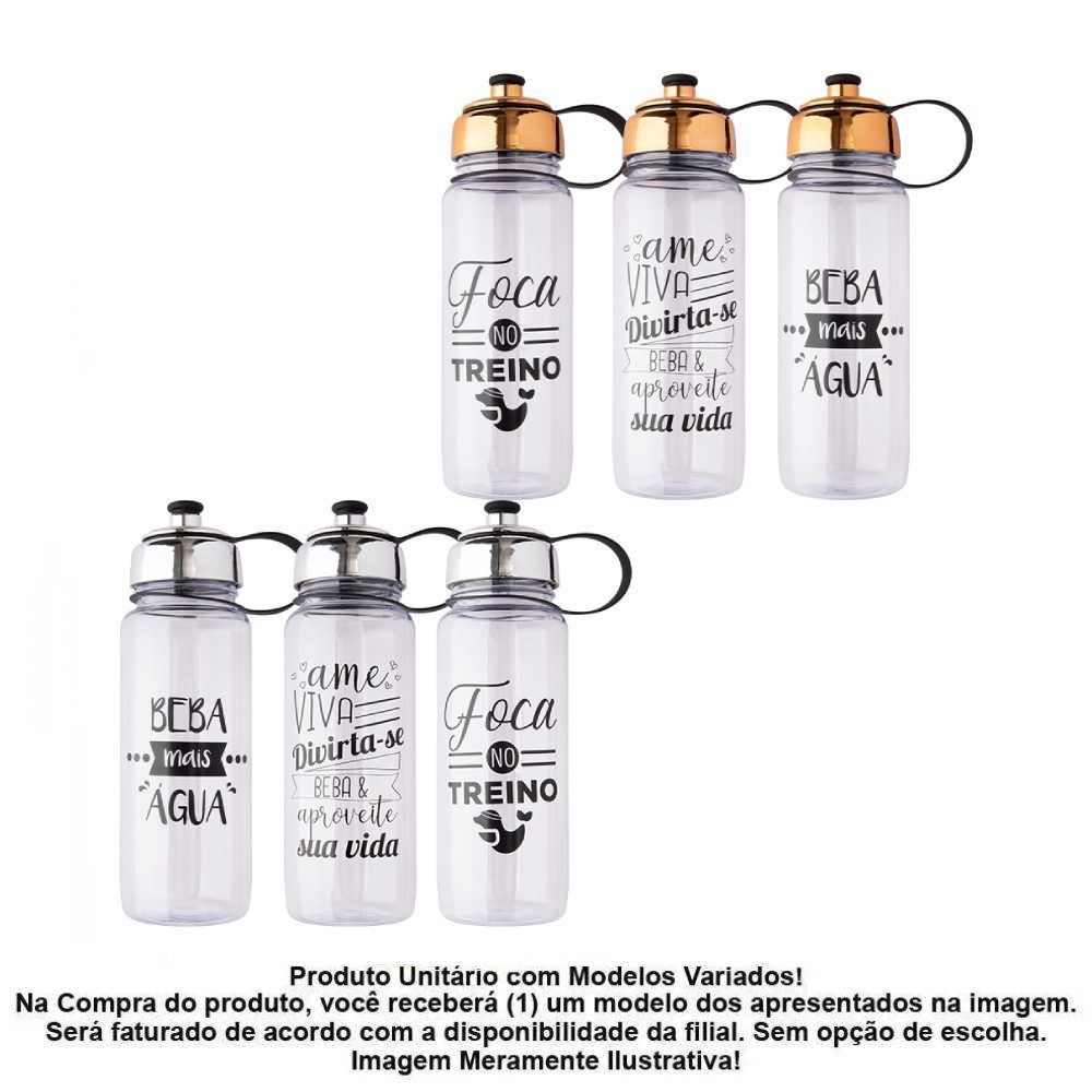 Garrafa Squeeze Motivação 750Ml Flashgoods - Sortido