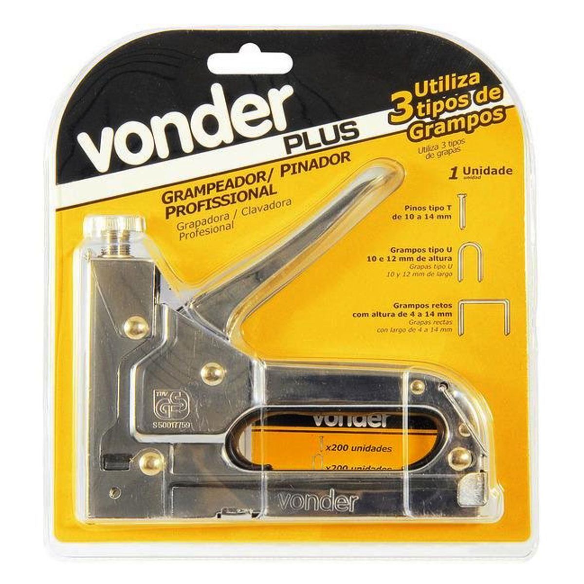 Grampeador Pinador Plus Vonder 2898200000 - Inox