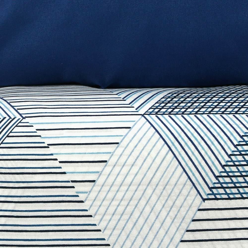 Jogo de Cama Queen Microfibra Napoli Havan Casa 4 pçs  - Cubos Geométricos Azul