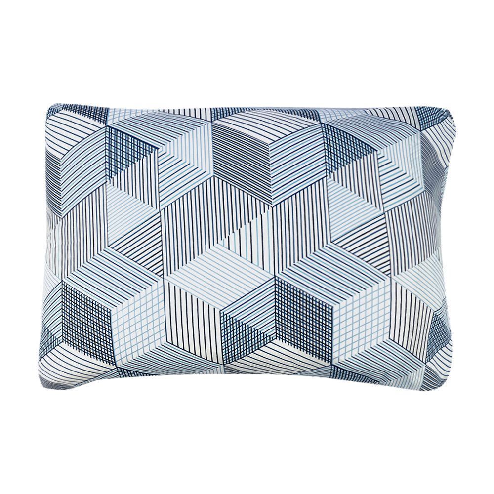 Jogo de Cama Queen Microfibra Napoli Havan Casa 4 pçs  - Cubos Geométricos Azul