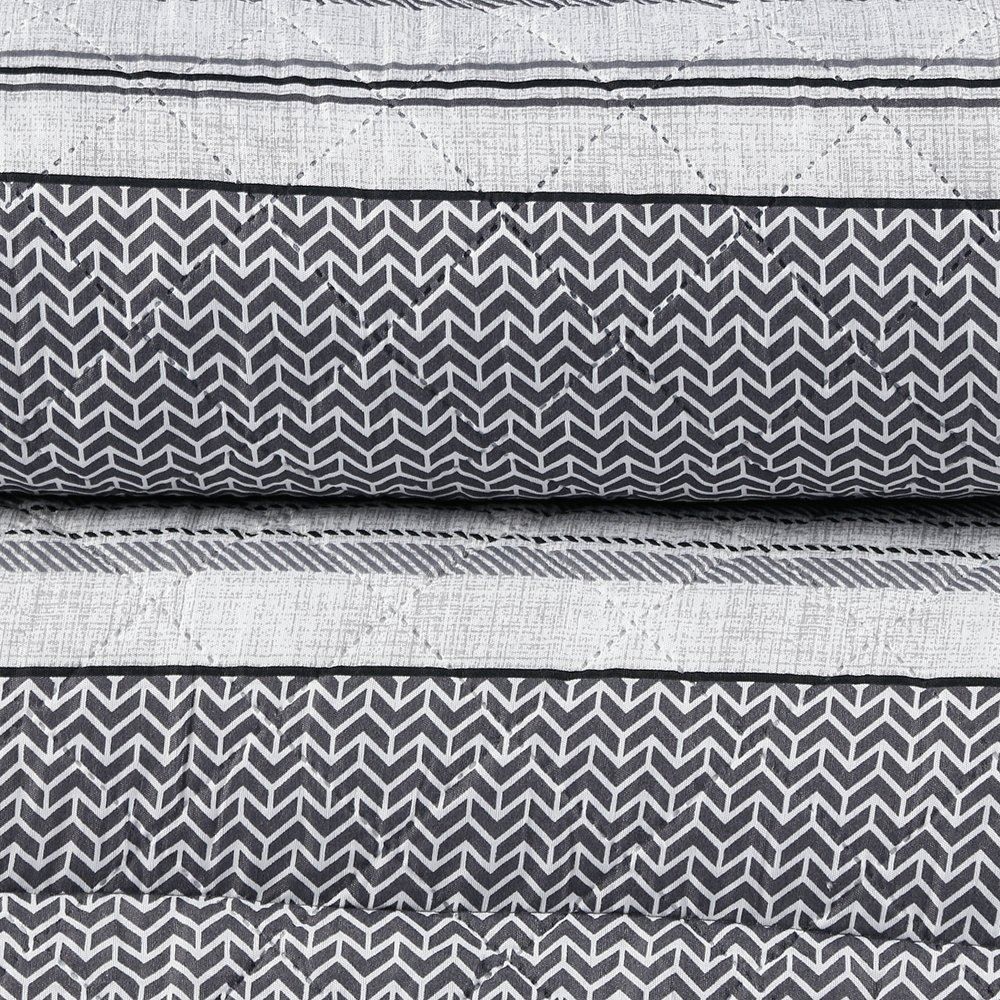 Kit Colcha Casal Versalhes Estampada Havan Casa 3 Peças - Geo Cinza