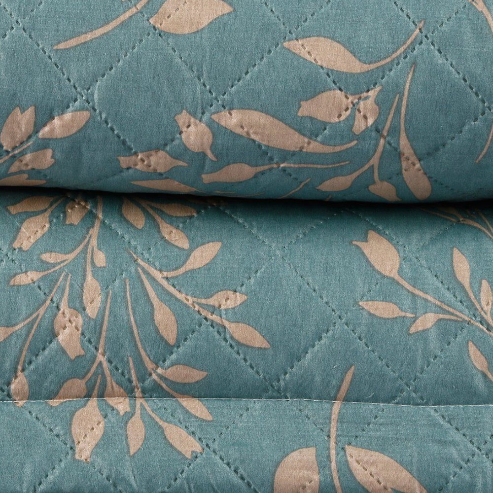 Kit Colcha Casal Versalhes Estampada Havan Casa 3 Peças - Folhagens Verde