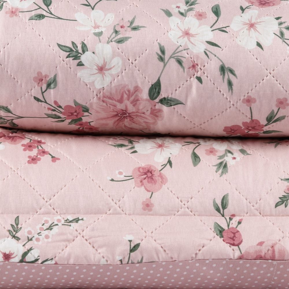 Kit Colcha Casal Versalhes Estampada Havan Casa 3 Peças - Floral Rose