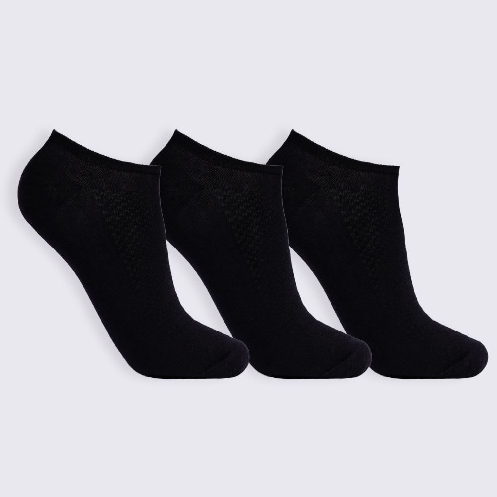 Kit Meia 3 Pares Cano Curto Marmelada - Preto 34/38