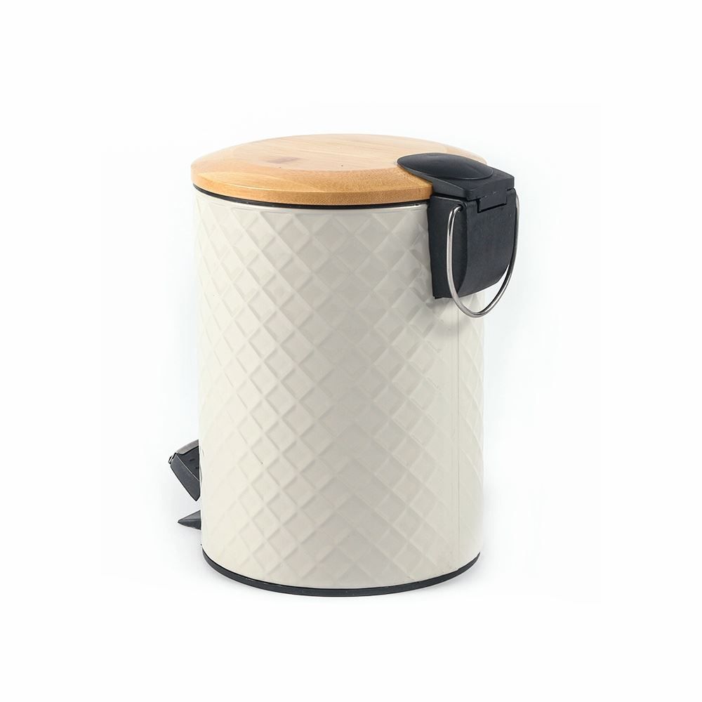 Lixeira Com Tampa De Bambu Havan Casa 3 Litros - Taupe