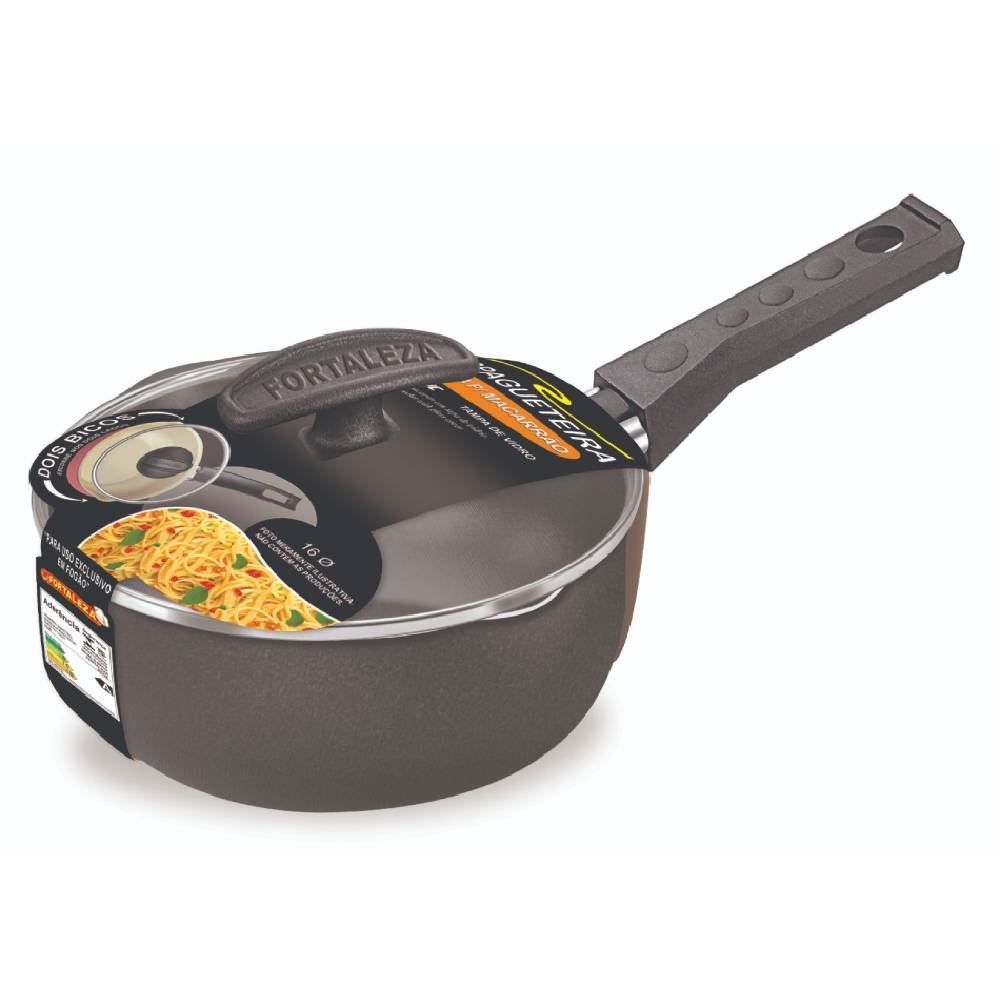 Panela De Alumínio Antiaderente Com Tampa De Vidro 16Cm - Fortaleza