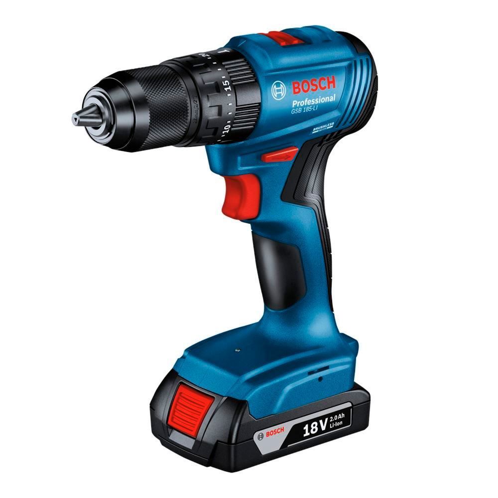 Parafusadeira E Furadeira Impacto Bosch Bateria 18V Gsb185-Li - Bivolt