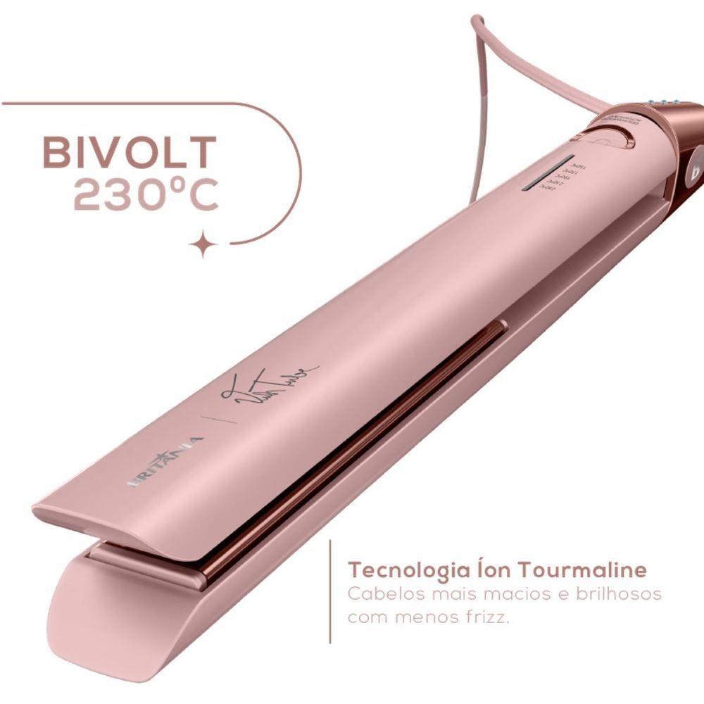 Prancha Britânia Bivolt 230°C Chapas Em Titanium Bpr04