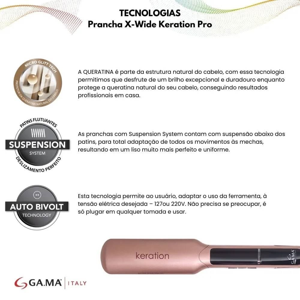 Prancha Para Cabelos Gama Italy X-Wide Keration Pro - Bivolt