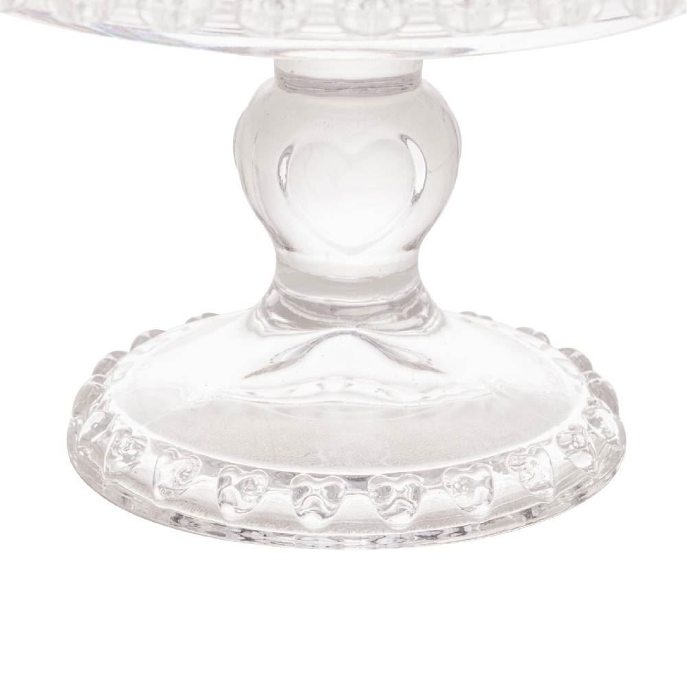 Prato De Bolo Redondo Com Pé Lyor Cristal Coração - Transparente 
