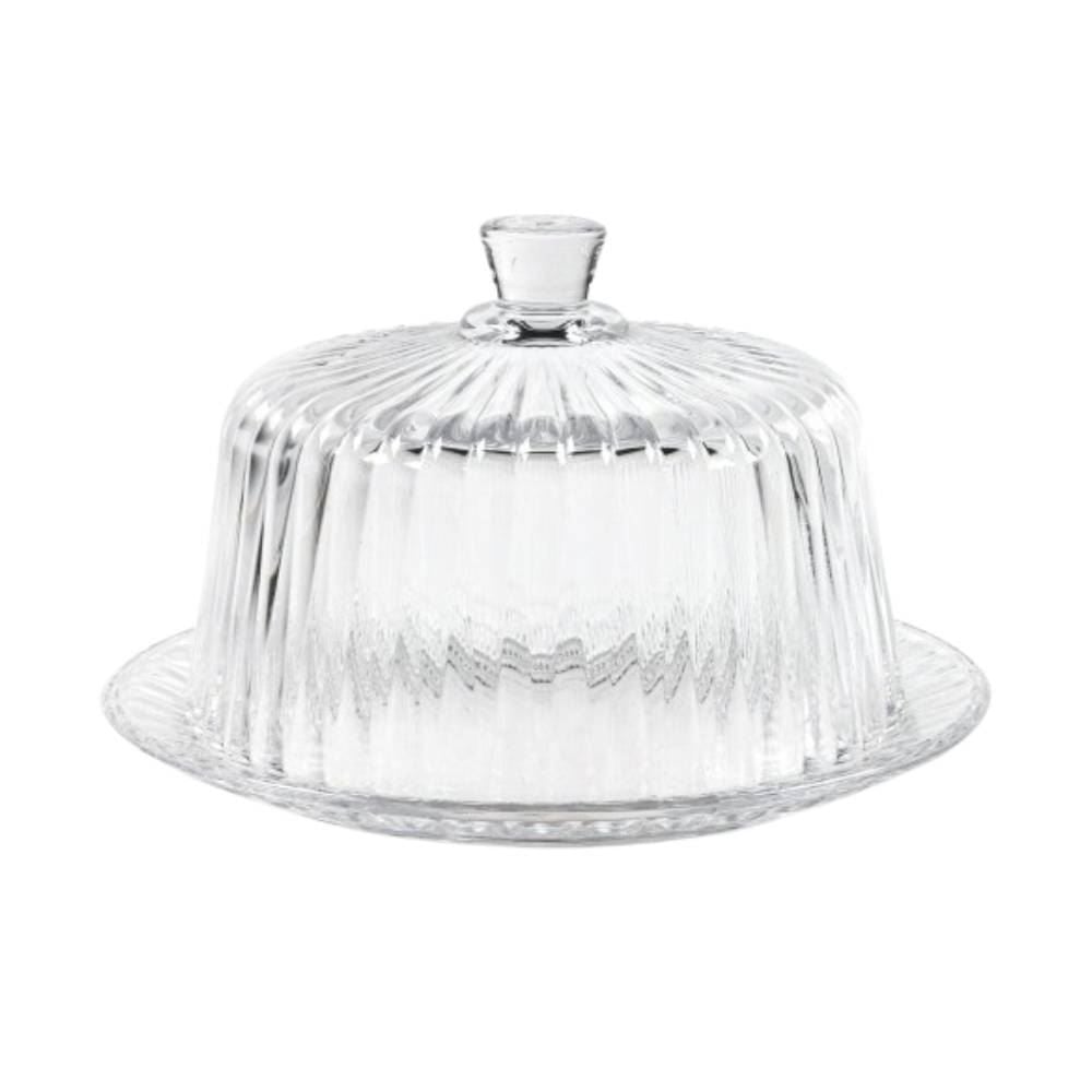 Queijeira de Vidro com Tampa Radial Lyor 19,5Cm - Transparente