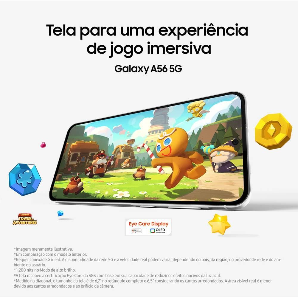 Samsung Galaxy A56 5G, 256 Gb, 8 Gb, Câmera Tripla - PRETO
