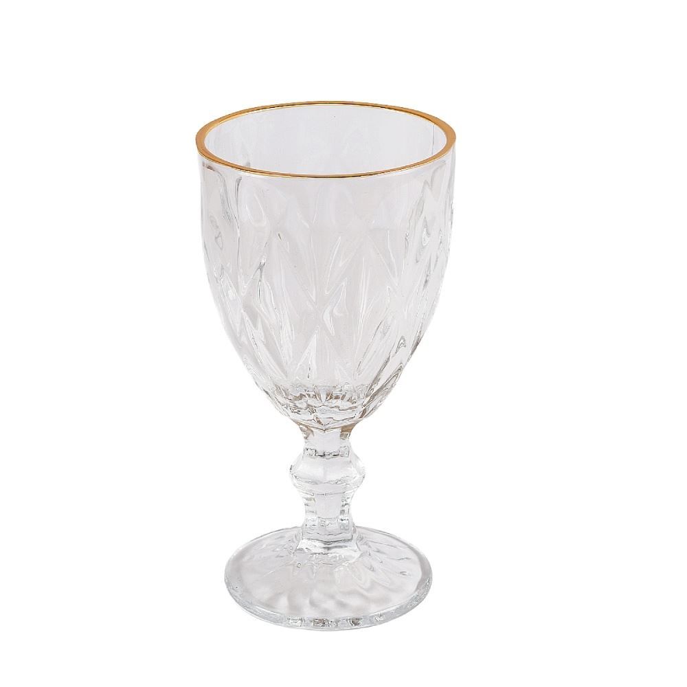 Taça de Água com Filete Dourado Diamond Lyor 330Ml - Vidro
