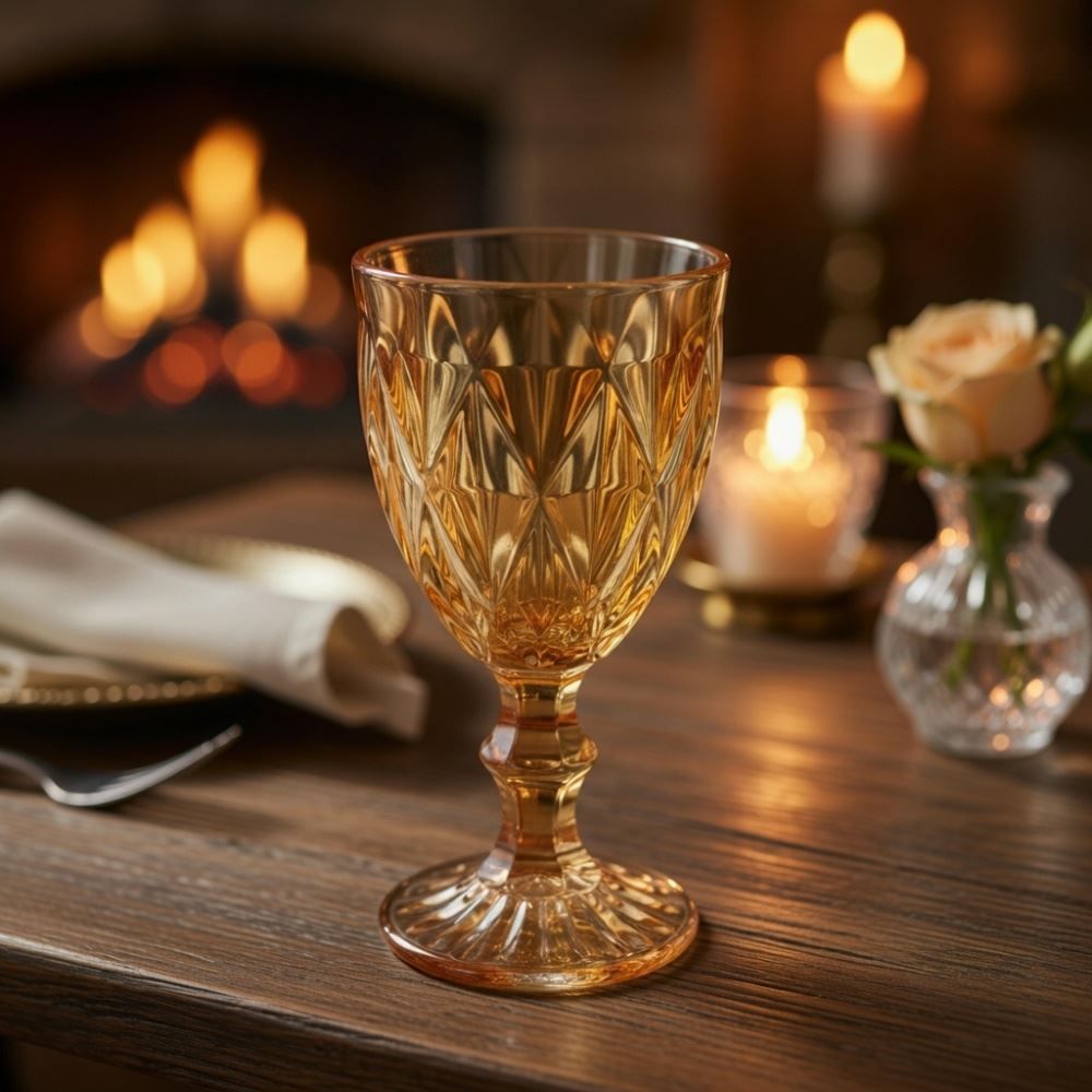 Taça de Água Diamond Metalizada 325Ml Lyor - Âmbar