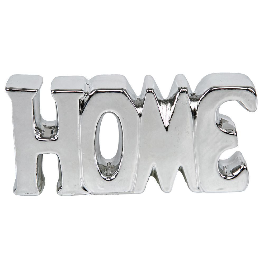 Palavra Decorativa Home Prateada 18,5X3,5X9cm - Prata