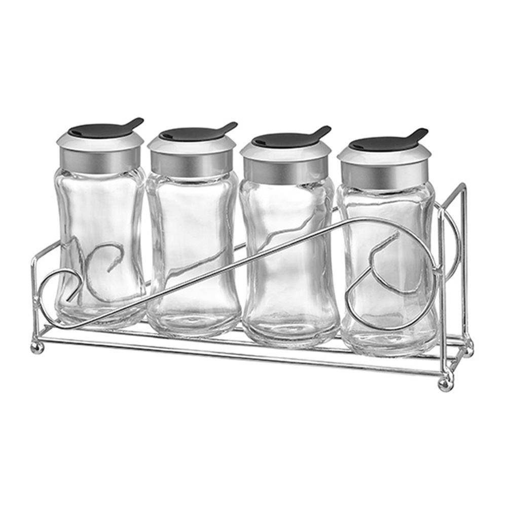 Porta Condimento C/ Suporte 5Pc - Vidro
