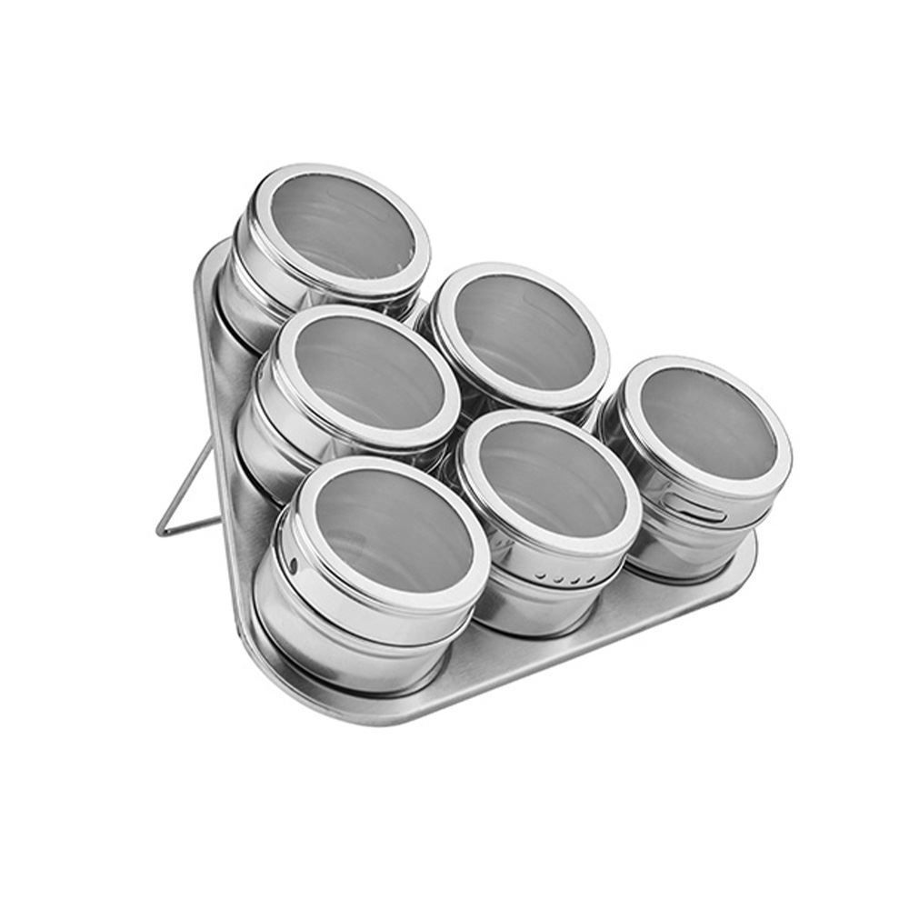 Porta Condimentos Magnetico Inox 6Pc - Triangular