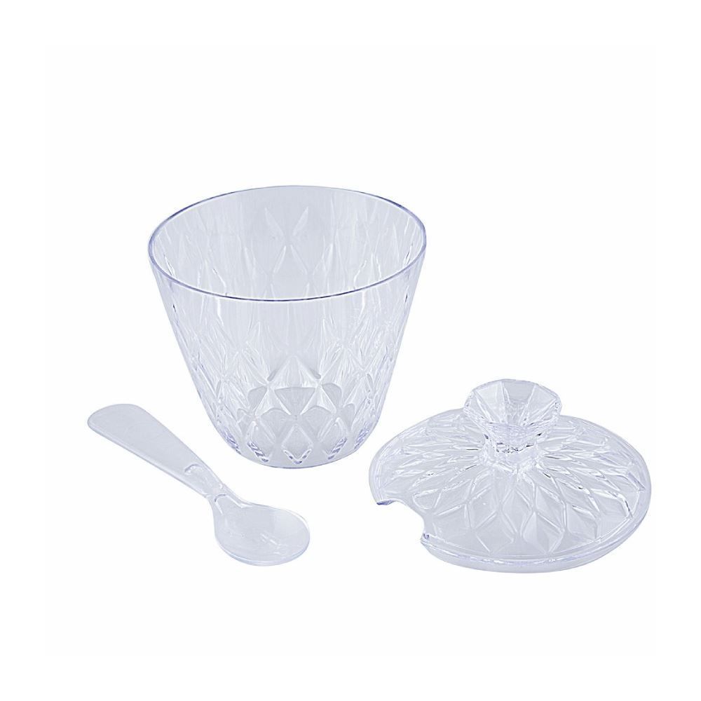 Açucareiro Com Colher Glamour Plasútil  330Ml - Transparente