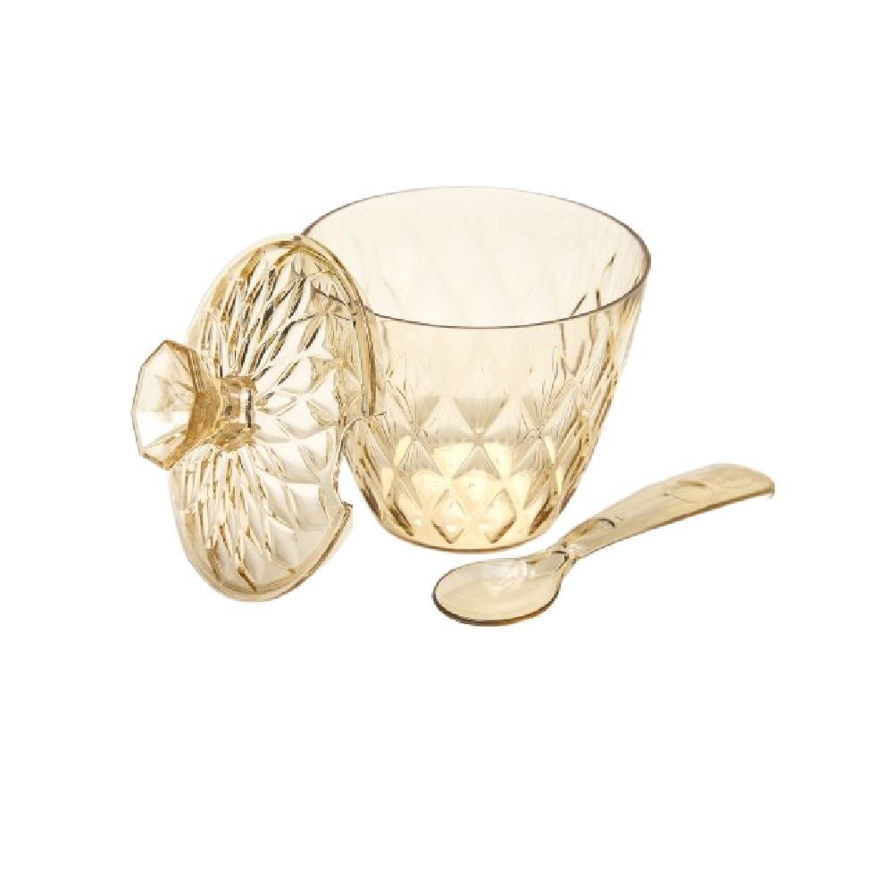 Açucareiro Com Colher Glamour Plasútil  330Ml - Ambar