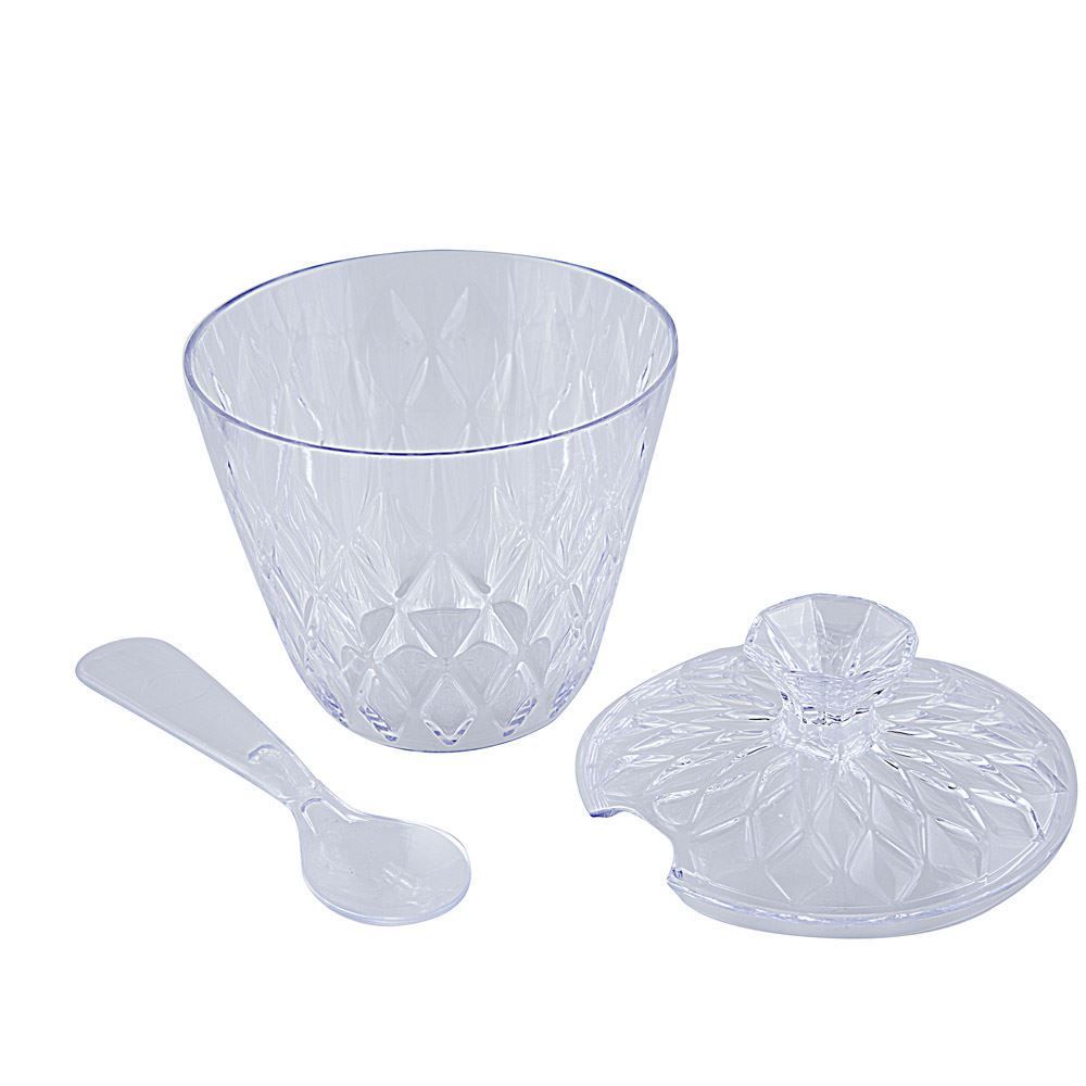 Açucareiro Com Colher Plasútil Glamour 330Ml - Transparente