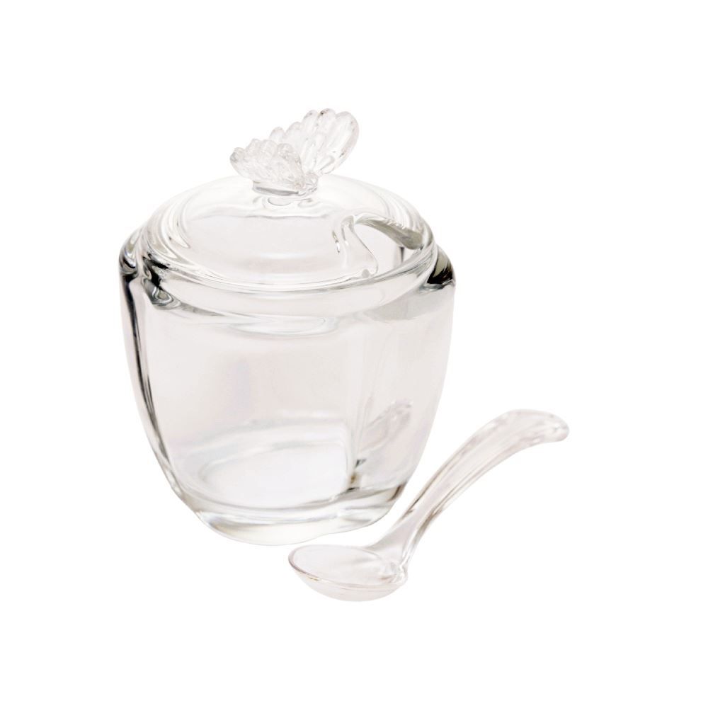 Açucareiro De Vidro Com Colher Butterfly Wolff 130Ml - Transparente