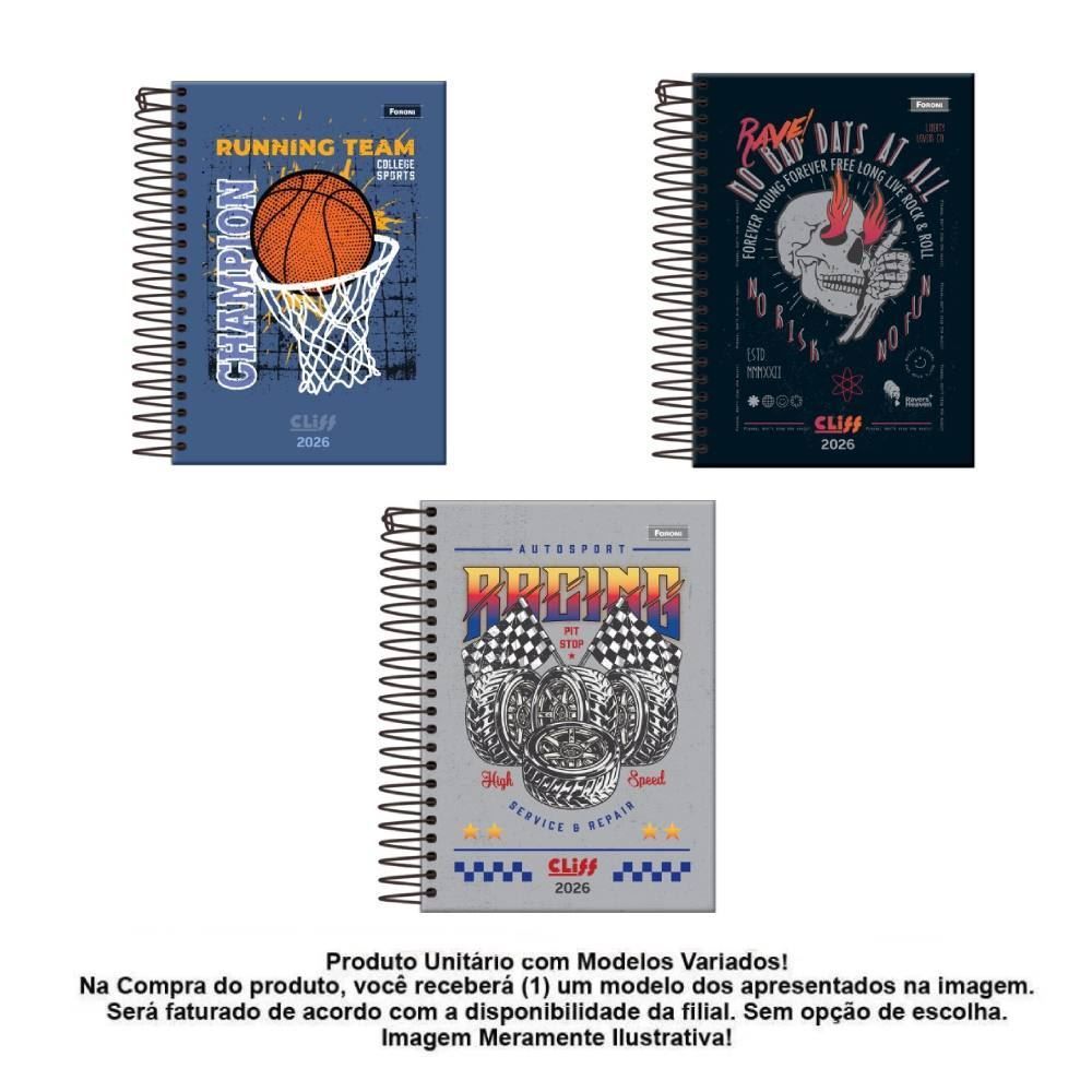 Agenda Espiral 2026 Cliff 176 Folhas Foroni - Sortido