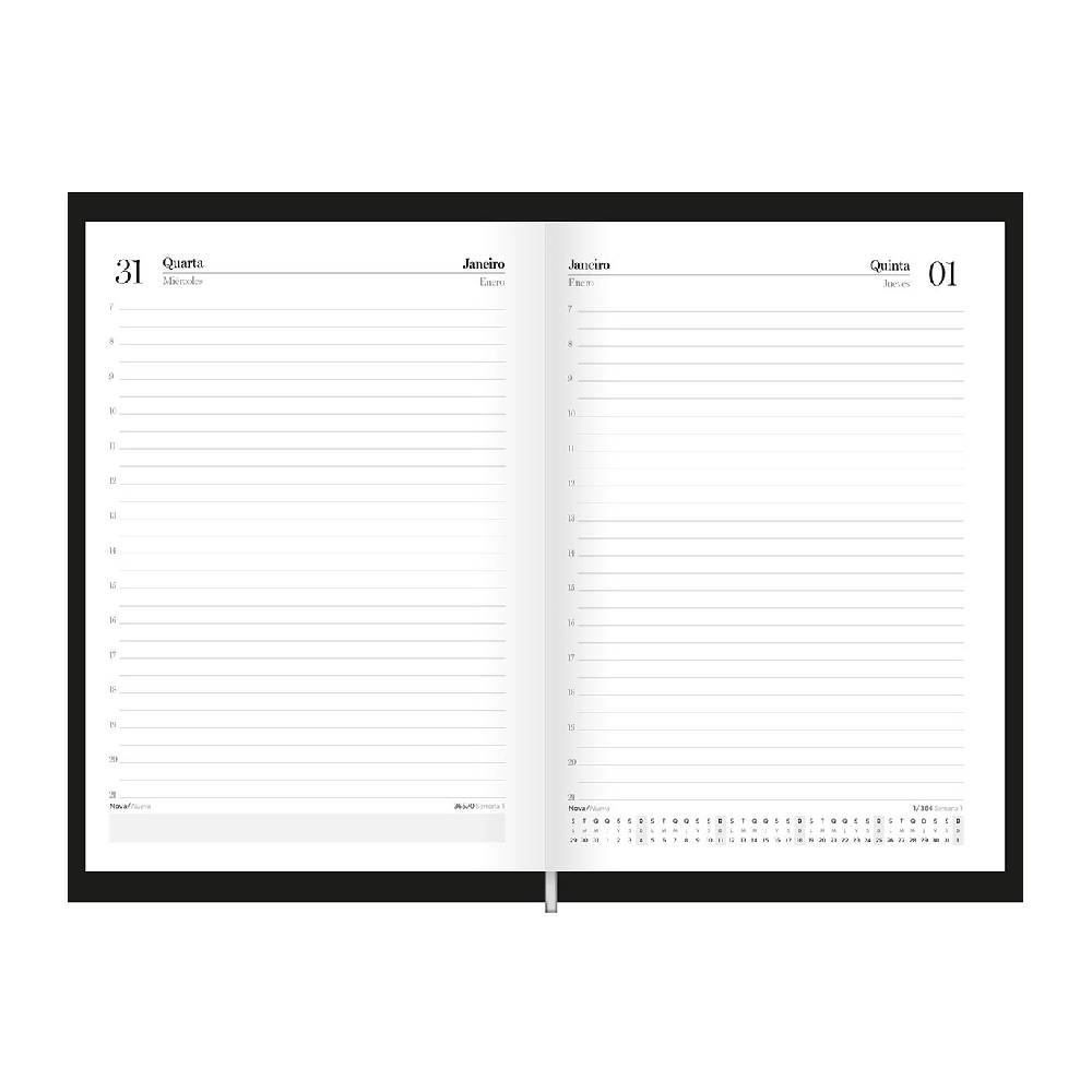 Agenda Costurada 2026 Compacta Preta 176 Folhas Foroni - Sortido