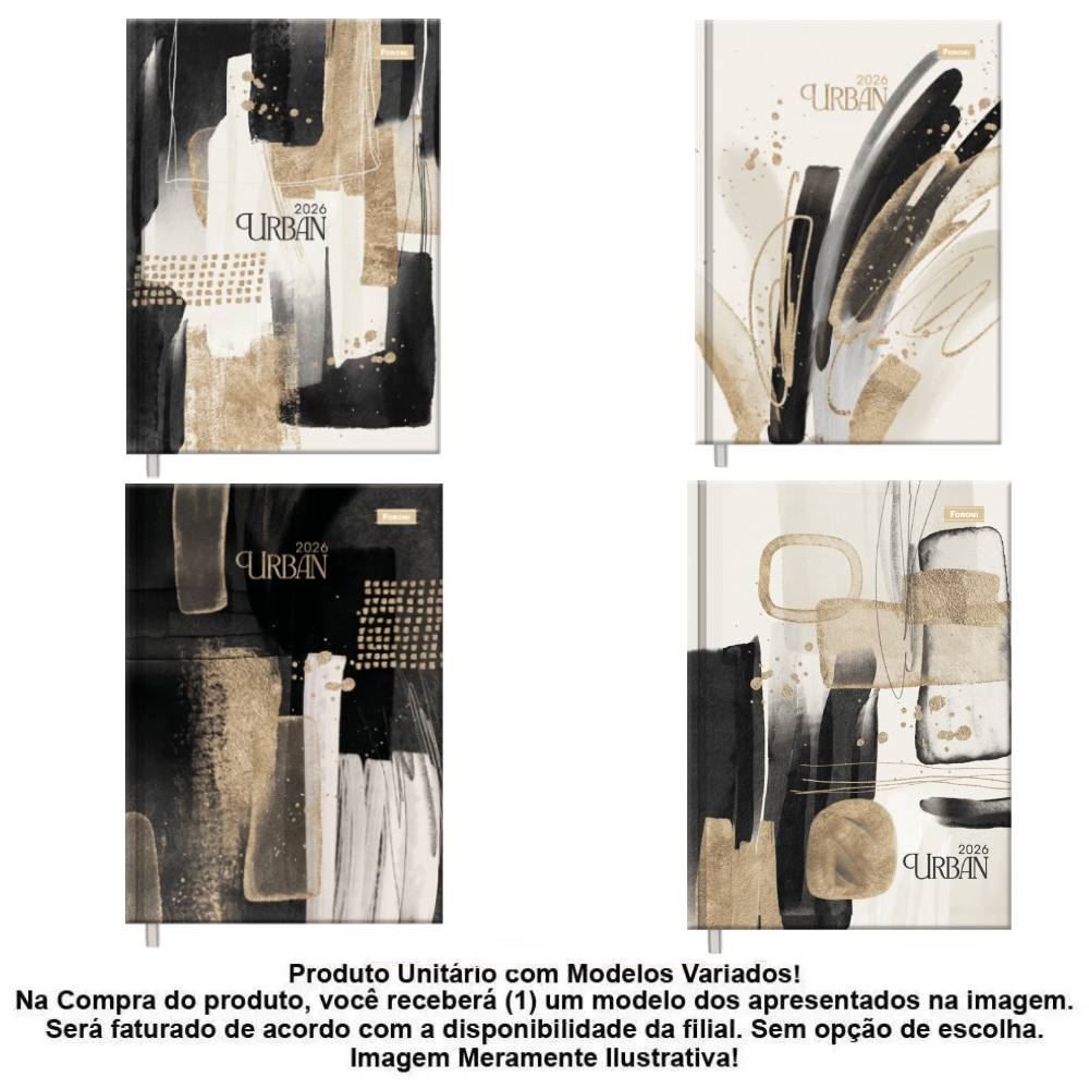 Agenda Costurada Compacta Urban 2026 176 Folhas Foroni - Sortido