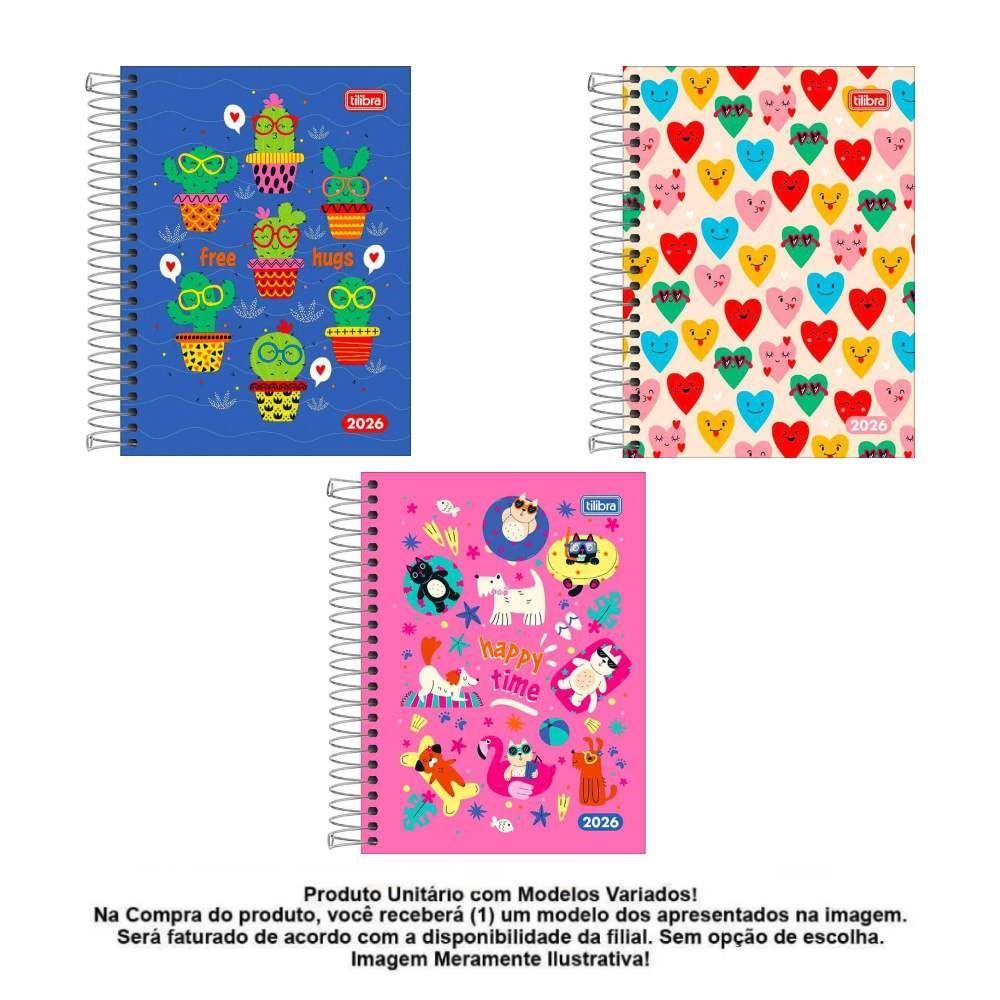 Agenda Espiral Diária D+ Tilibra 176 Folhas - Sortido
