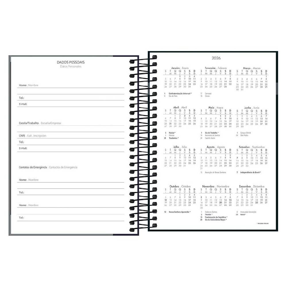 Agenda Espiral 2026 D+ Masculina 160 Folhas Tilibra - 291072