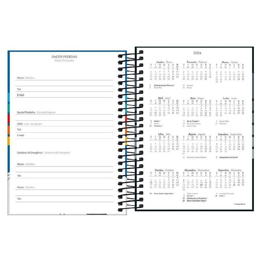 Agenda Espiral Pepper 2026 Masculino 160 Folhas Tilibra - Sortido