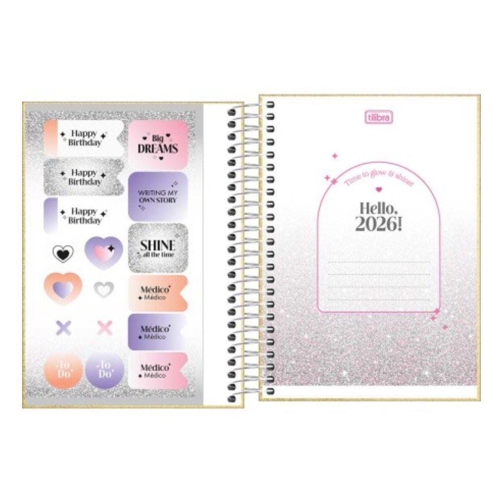 Agenda Espiral 2026 Shine 176 Folhas Tilibra - Sortido