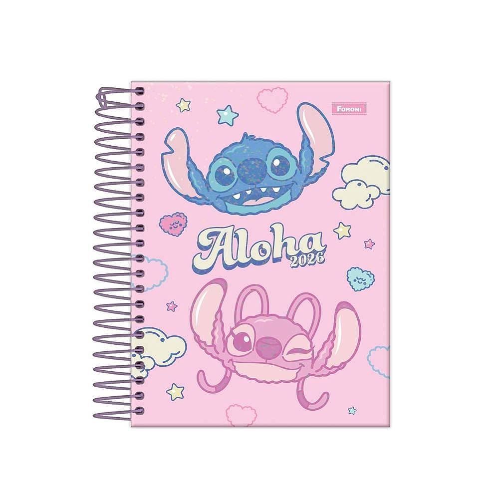 Agenda Espiral 2026 Stitch 176 Folhas Foroni - Sortido