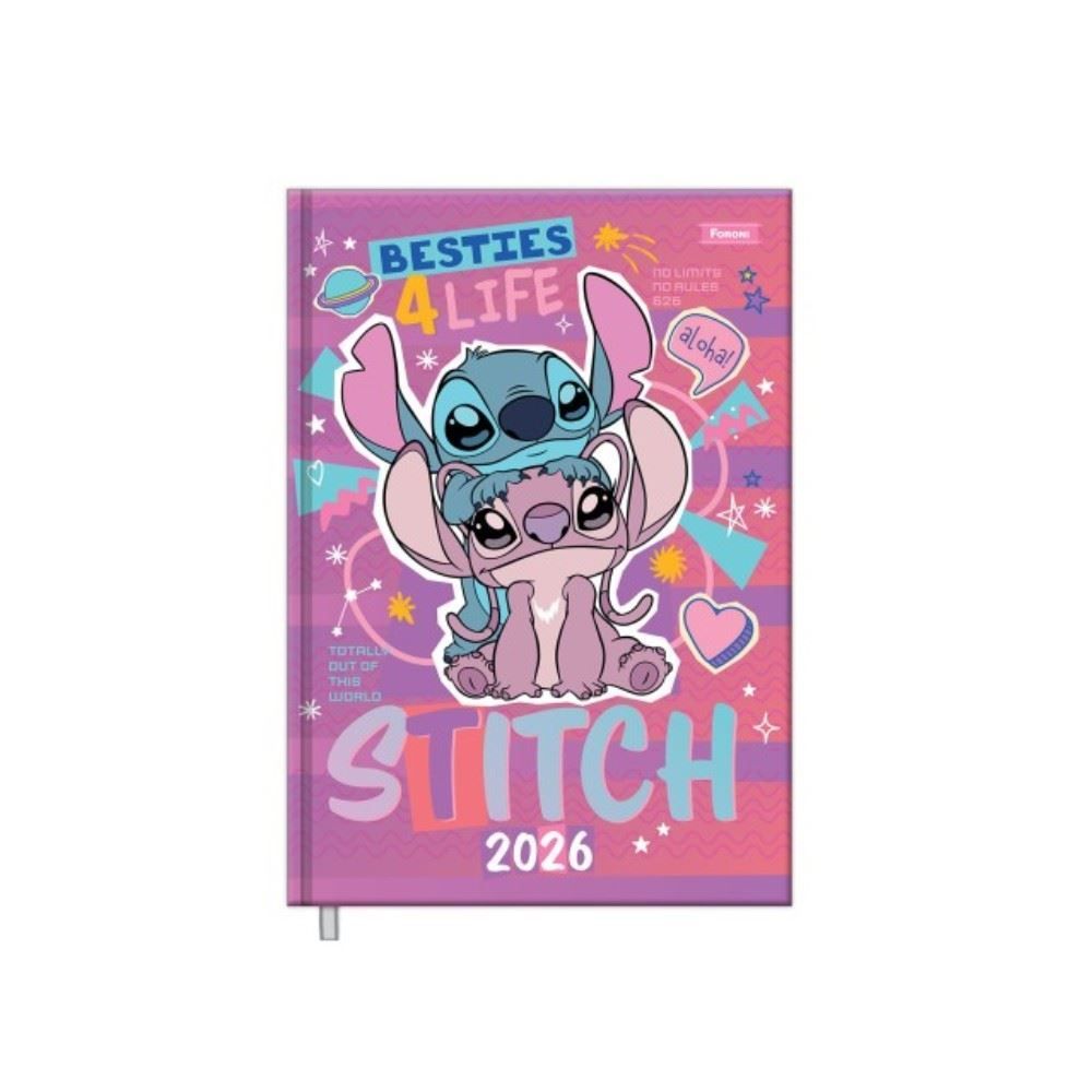 Agenda Costurada 2026 Stitch 176 Folhas Foroni - Sortido