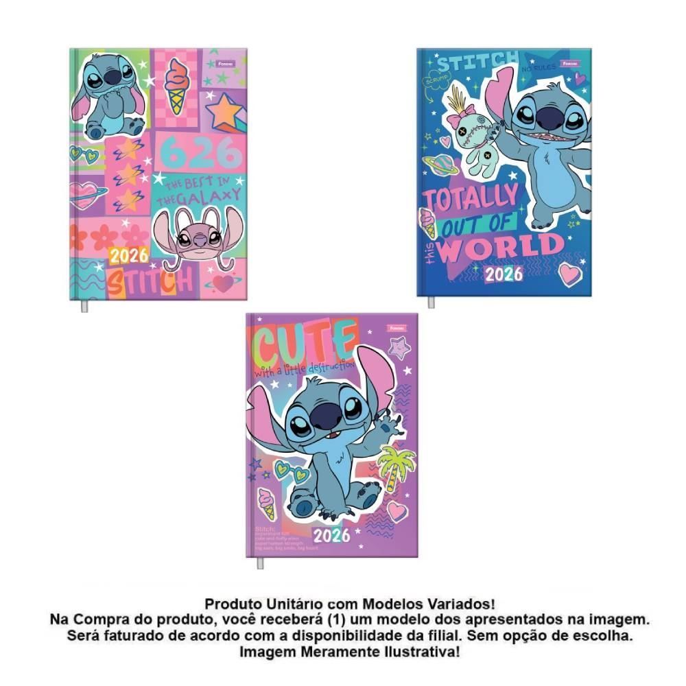 Agenda Costurada 2026 Stitch 176 Folhas Foroni - Sortido