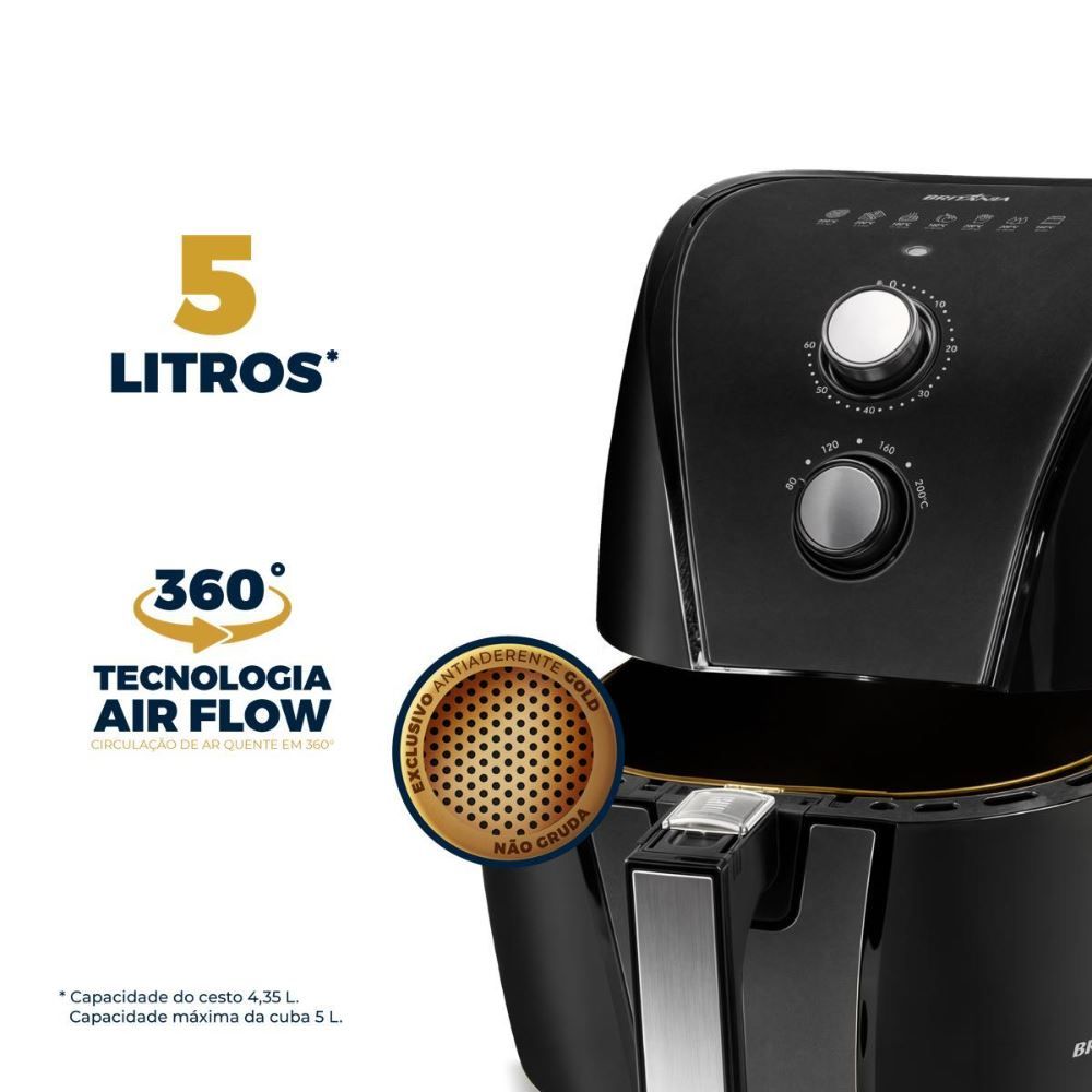 Air Fryer Britânia 5L Antiaderente Gold 1500W BAF45A Britania