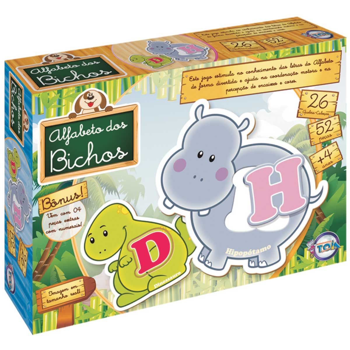 Conjunto 26 Quebra-Cabeças Alfabeto dos Bichos Toia - DIVERSOS
