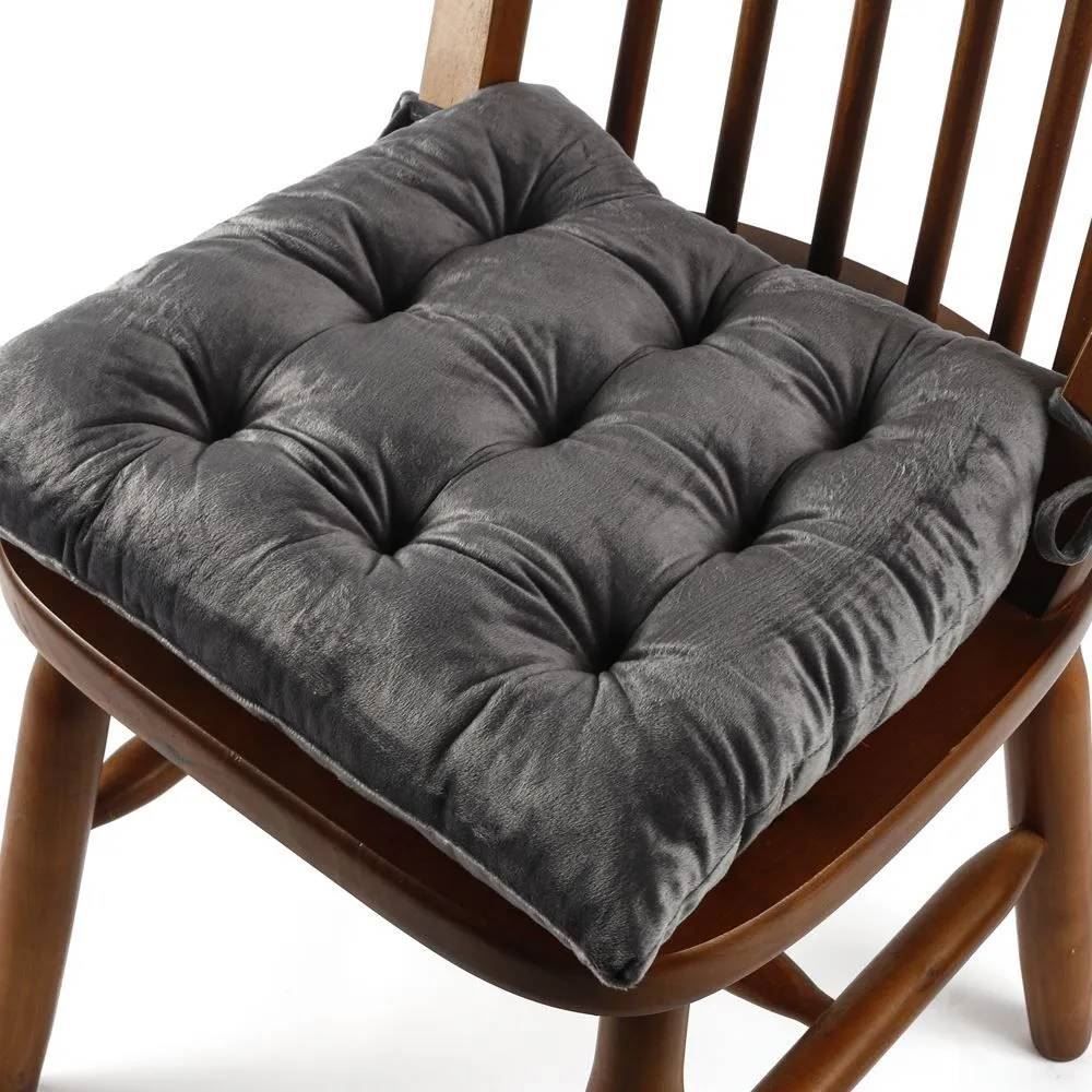 Almofada Para Assento Futton 42X42cm Veludo Italiano - Ardósia Cinza