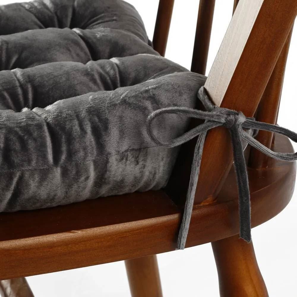 Almofada Para Assento Futton 42X42cm Veludo Italiano - Ardósia Cinza